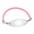 Pink Leather Medical Alert Bracelets for Women-AA7384C, a stylish pink braided leather bracelet with a medical alert charm engraved with a medical symbol and intricate designs.
