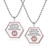 Nebraska DNR POLST Pendant-CR5319PNNEC, two medical alert jewelry pendants in hexagon shapes with chain necklaces, one indicating Do Not Resuscitate POLST in purse and the other in wallet for emergency medical information