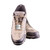 Stainless Steel Child Safety Shoe Tag-AA5203, metal shoe tag attached to a pair of beige and black children's shoes with the message 'If lost call number on back' engraved on the tag.