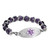 Purple Bead Stretch Medical ID Bracelet with Engraved Wallet Card