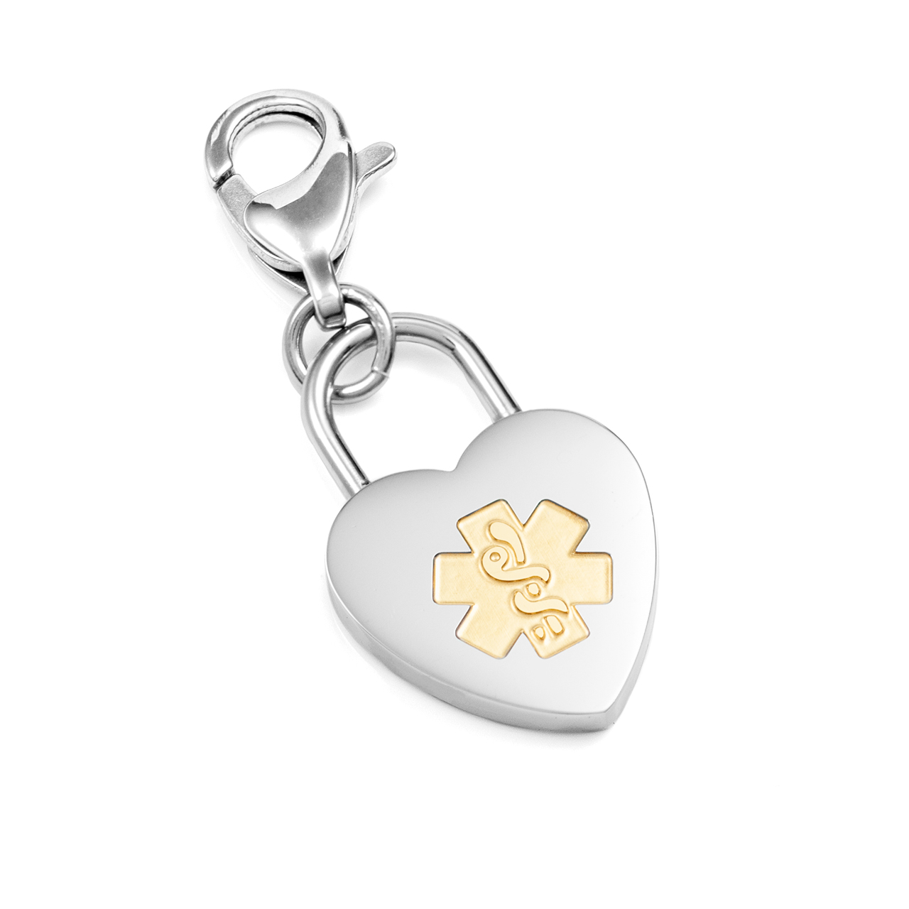 Custom Engraved Medical Alert ID Charm with Gold Symbol