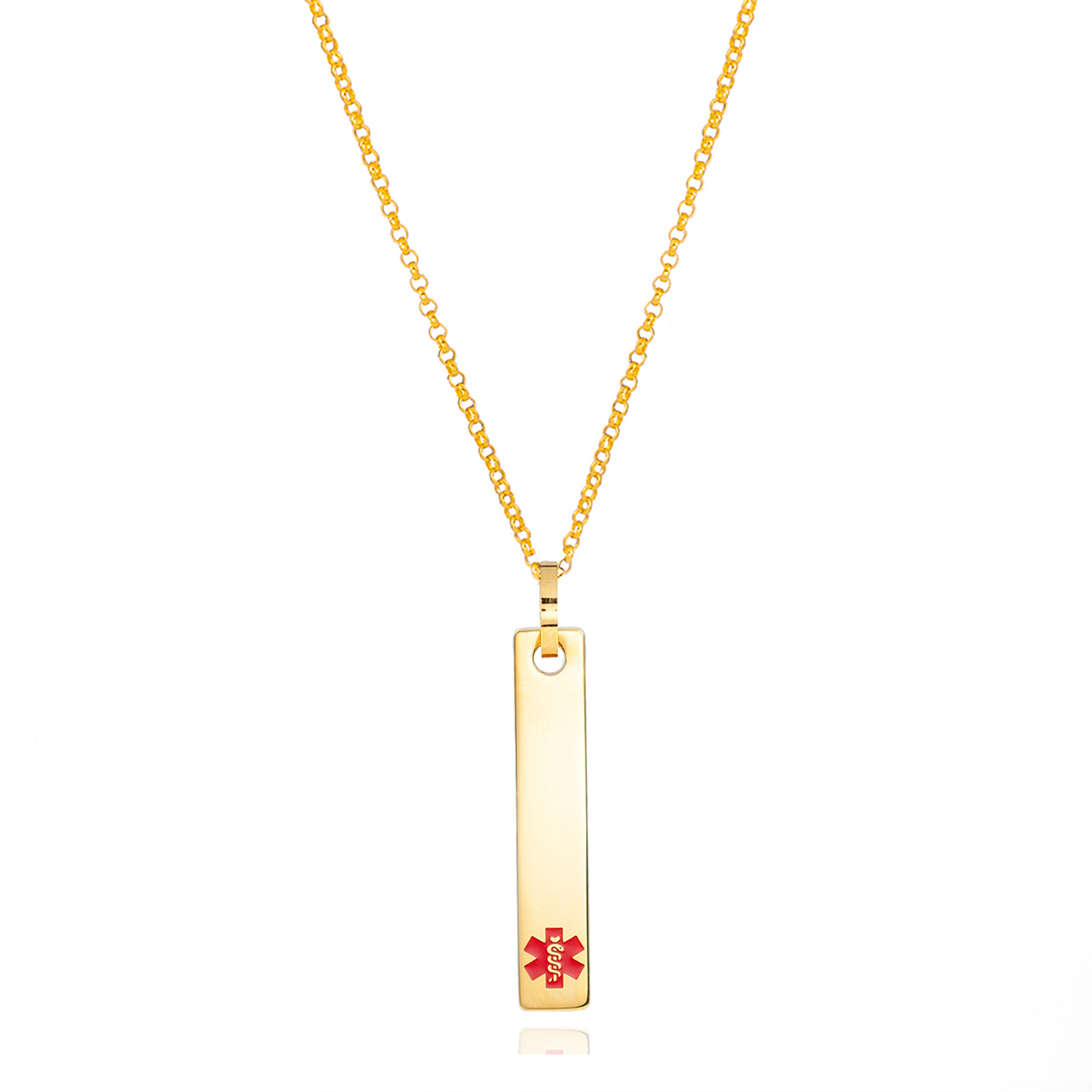 Gold Vertical Bar Medical Alert Necklaces for Women