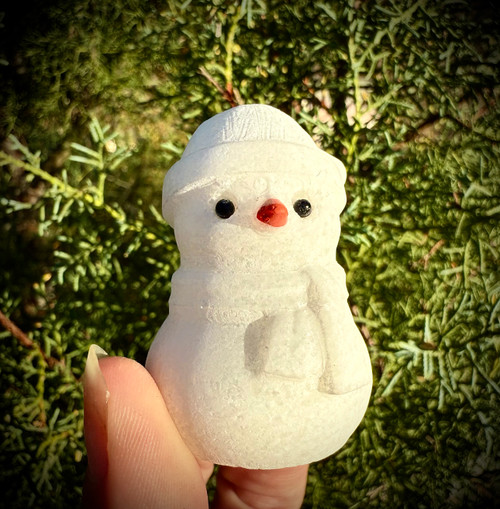 White Marble Snowman for Holiday Cheer and vibes of wisdom, strength, stability, and purity. Christmas Carvings Dreamer Apothecary