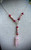 Solid 925 Sterling Silver Rose Quartz Pendulum Necklace with Rhodochrosite and Thulite Beads