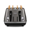 De'Longhi, CTIN4003.TB, Distinta X Titanium Four Slot Toaster, Titanium with toast
