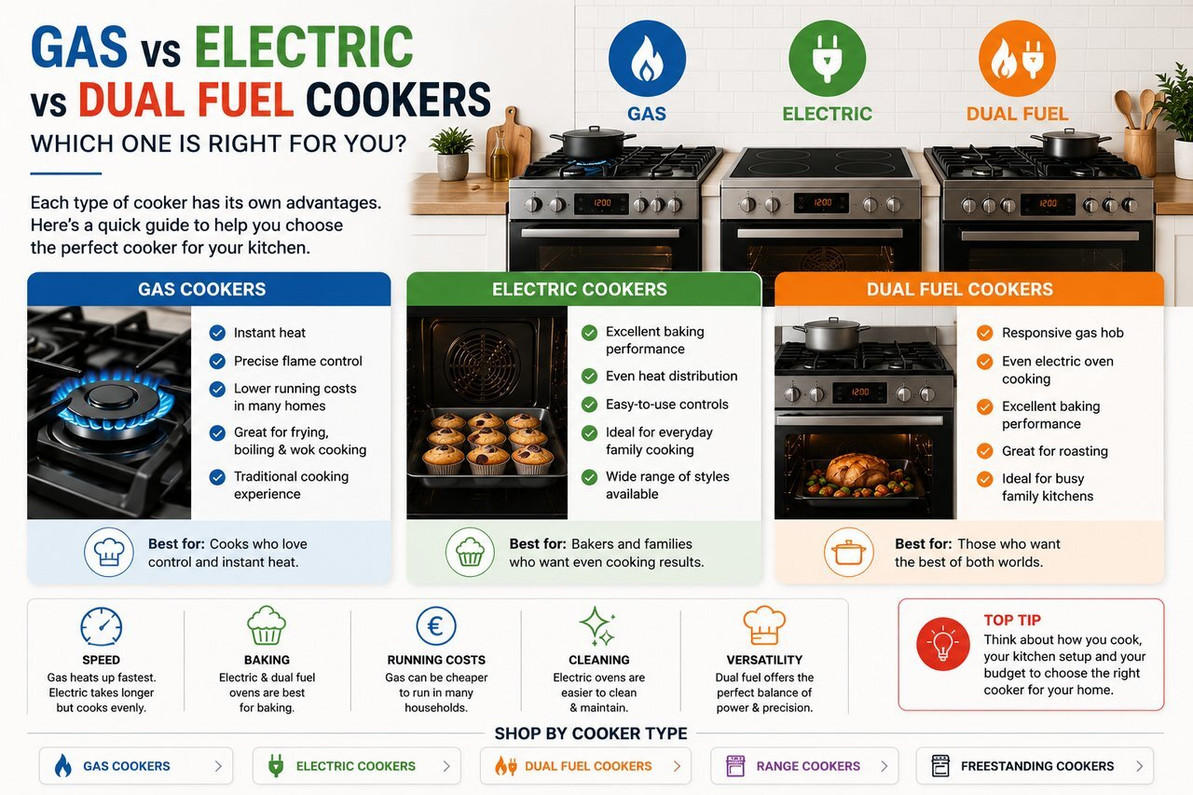 Gas vs Electric vs Dual Fuel Cookers – Which One Is Right for You?