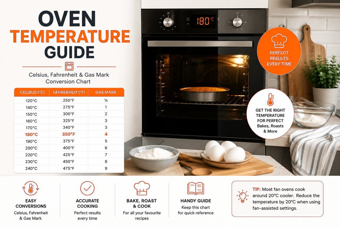 Oven Temperature Guide: Celsius, Fahrenheit & Gas Mark Conversions