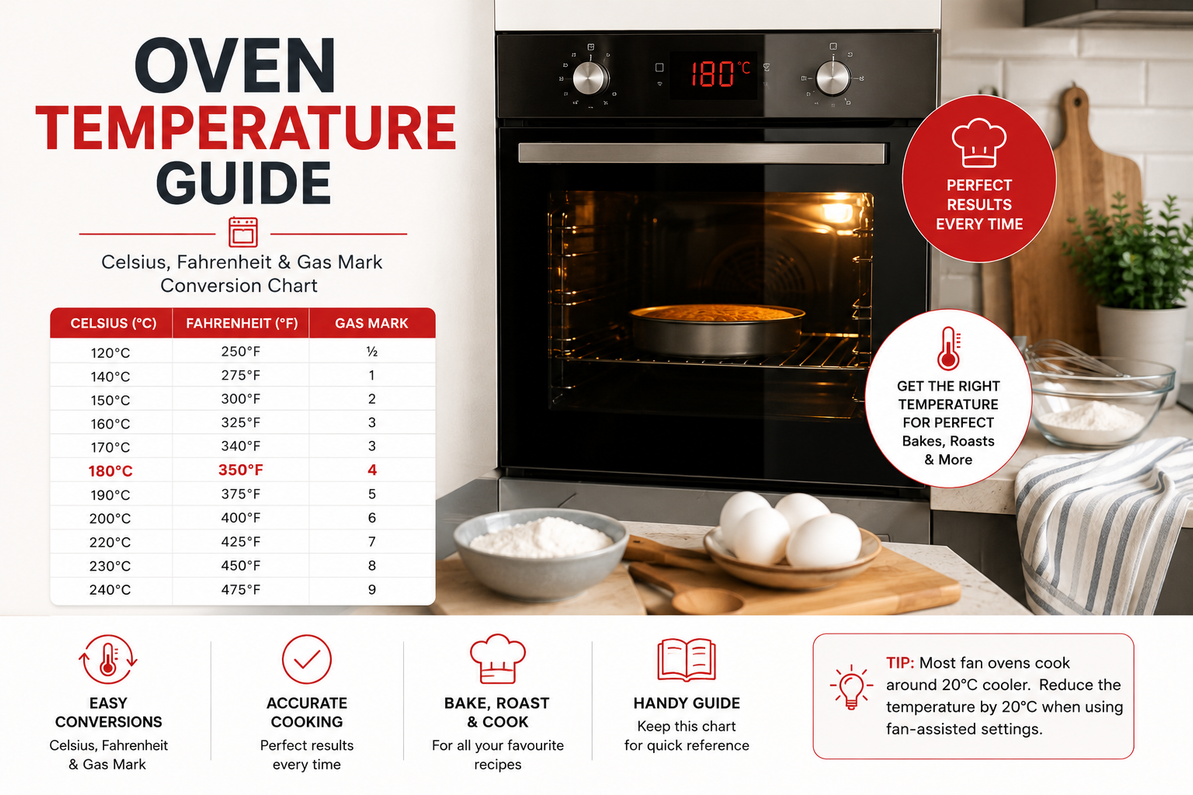Oven Temperature Guide: Celsius, Fahrenheit & Gas Mark Conversions