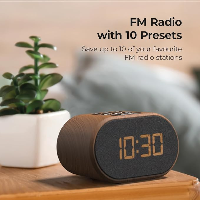 iBox, 79279PI, Alarm Clock, Wood Briscoes