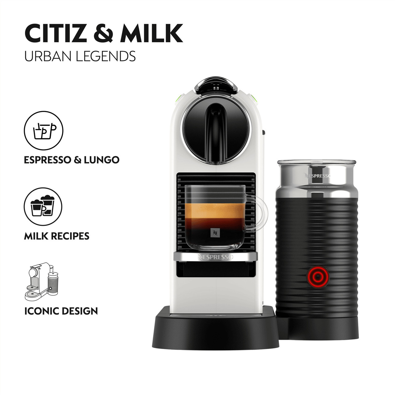 Nespresso Citiz Coffee Machine with Aeroccino Milk Frother by De