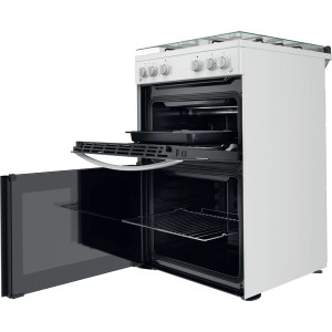 White Indesit Gas freestanding double cooker: 60cm
