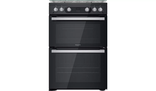 Hotpoint, HDM67G0C2CB/UK, 60cm Double Oven Gas Cooker, Black