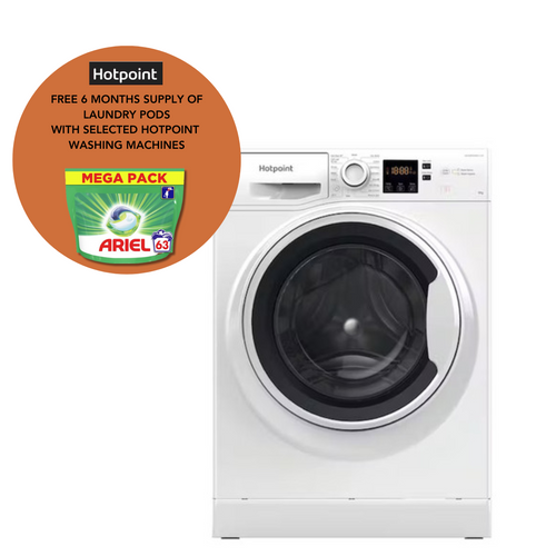 Hotpoint, NSWA845CWWUKN, 8kg Freestanding Washing Machine, White