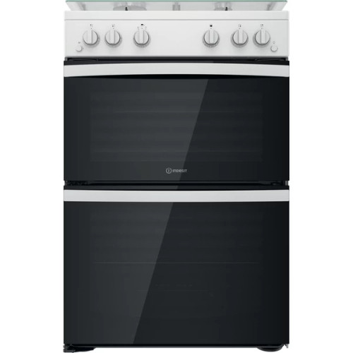 Indesit Gas freestanding double cooker: 60cm, White