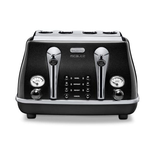 De'Longhi, CTOM4003.B, Icona Micalite 4 Slice Toaster, Black