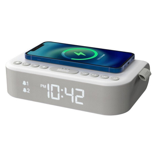 I-Box, 79322PI, Bedside Alarm Clock Radio, White
