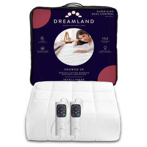 Dreamland, 16890,  Super King Warming Mattress Protector with Dual Control, White