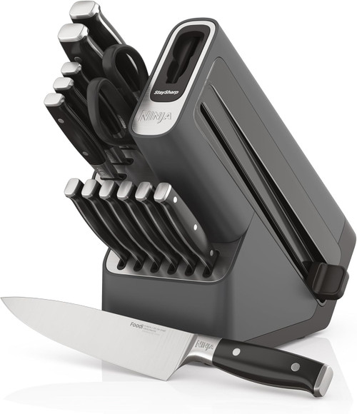 Ninja, K32014EUUK, StaySharp Knife Block with Integrated Sharpener 14 Piece Set, Multi
