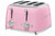 Smeg, TSF03PKUK, 50's Retro Style Aesthetic 4 Slice Toaster, Pink