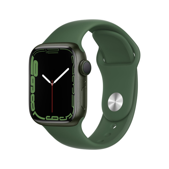Apple, MKN03B/A, Watch Series 7 GPS 41mm Green Aluminium Case With Clover Sport Band, Green