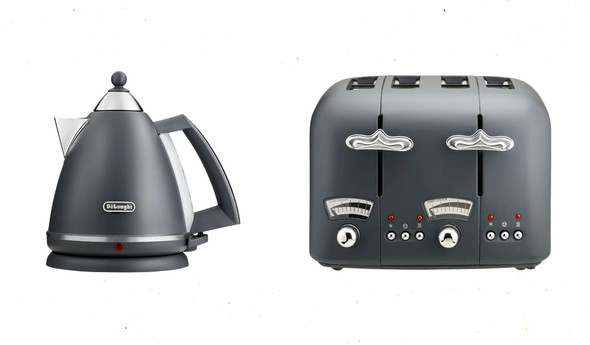 De'Longhi, KBX3016CT04.GY, Argento Silva Kettle & Toaster Set, Grey De'Longhi, KBX3016CT04.GY, Argento Silva Kettle & Toaster Set, Grey