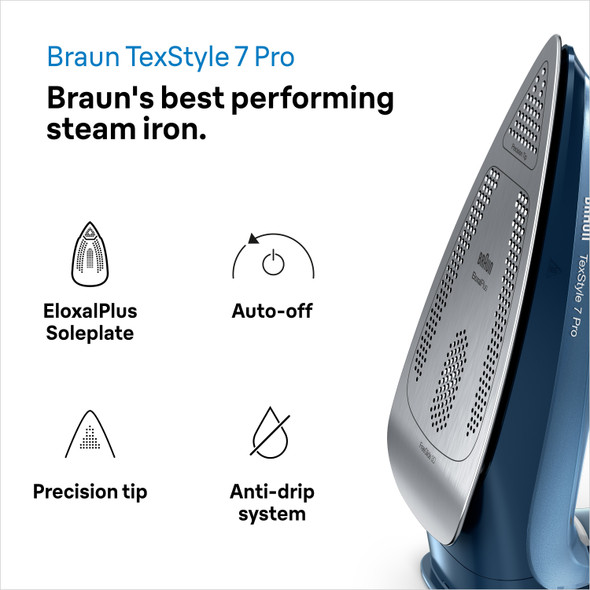 Braun, SI7160BL, TexStyle 7 Blue Steam Iron 3000w, Blue