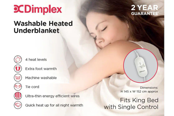 Dimplex, DUB1001, Underblanket Single 4 Heat, White Dimplex, DUB1001, Underblanket Single 4 Heat, White