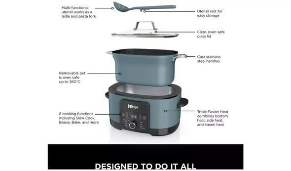 Ninja, MC1001UK, Foodi 8 in 1 Slow Cooker, Grey