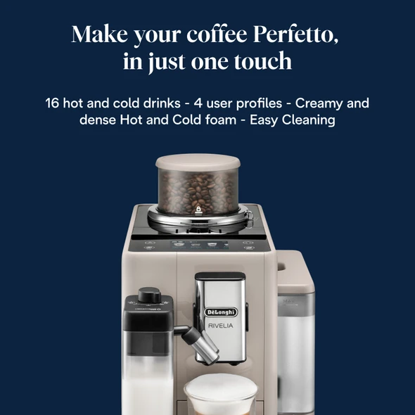De'Longhi, EXAM440.55.BG, Rivelia Fully Automatic Bean-to-Cup Coffee Machine, Sand Beige