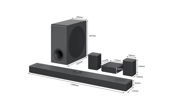 LG, S80QR, 5.1.3Ch 620W Soundbar with Sub and Surrounds, Black