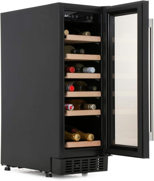 Amica, AWC300BL, Freestanding 30cm Slimline Wine Cooler, Black