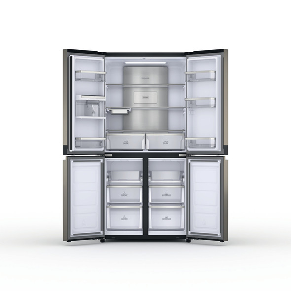 Hotpoint, HQ9U2BLG, French Door American Fridge Freezer 90cm, Black Stainless Steel