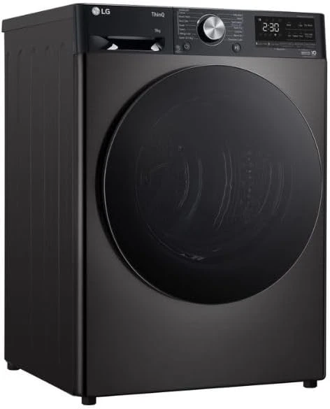 LG, FDV909BN.BPBQKU, Auto Cleaning Condenser DUAL Inverter Heat Pump™ 9kg Dryer, Black Steel