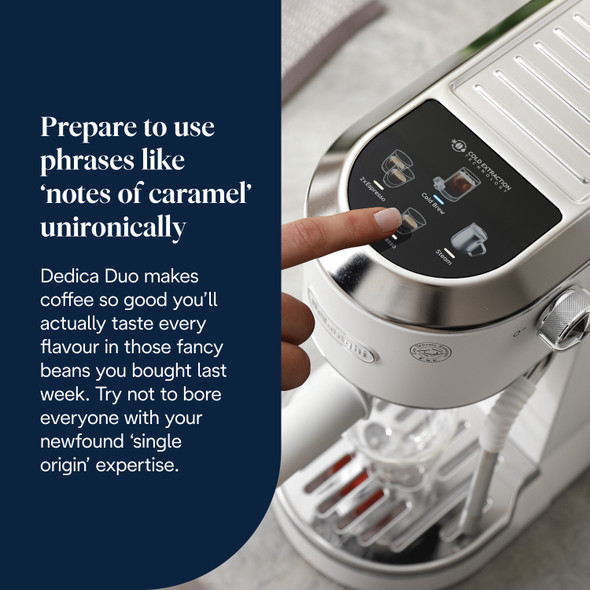 De'Longhi, EC890.WI, Dedica Duo Espresso Coffee Machine with Cold Brew, White