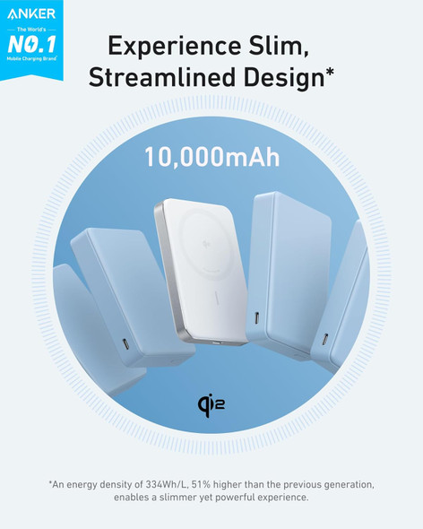 Anker, A1664H21, 10k Slim Magnetic Power Bank, White