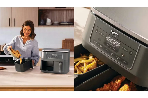 Ninja, DZ300UK, 6-in-1 Dual Zone Air Fryer 7.6L, Grey