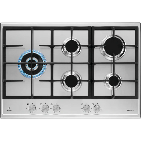 Electrolux, KGS75662SX, 75cm Wide Stainless Steel Gas Hob with 5 Burners, Stainless Steel