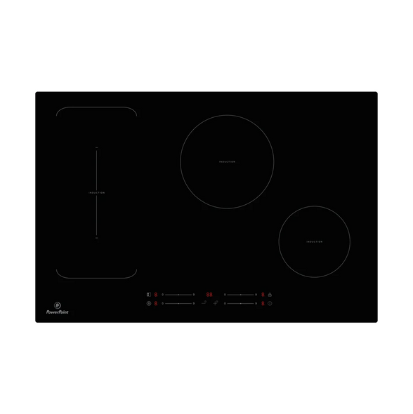 Powerpoint, P1577MDINTC, 5 Ring 77cm Ceramic Induction Hob Touch Control, Black