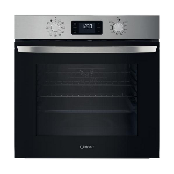 Indesit, IO258HUXUK, Turn&Go Steam Electric Single Fan Oven, White