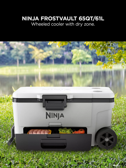 Ninja, FB265EUUKWH, FrostVault 65QT/61L Wheeled Cooler, Cloud White