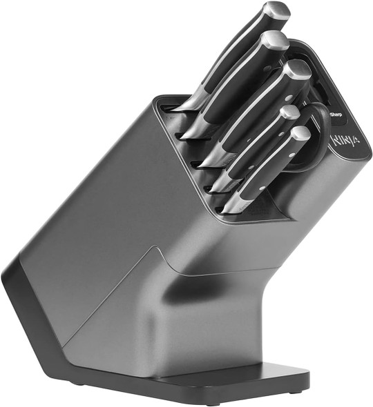 Ninja, K32006UK, 'Foodi' StaySharp Knife Block with Integrated Sharpener 6-Piece Set, Black