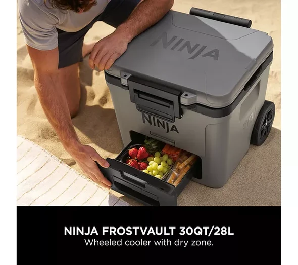 Ninja, FB230UKGY, FrostVault 30QT/28L Wheeled Cooler with Dry Zone, Slate Grey