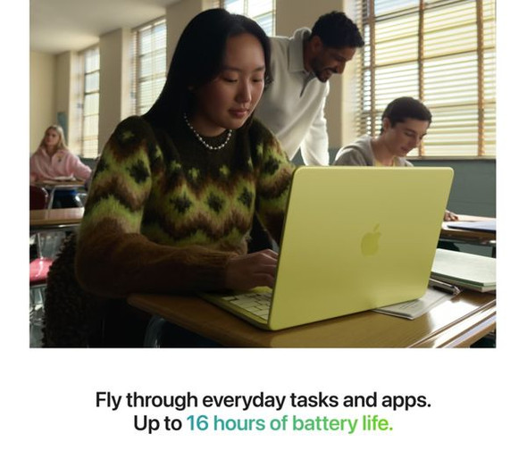 Apple, MHFD4B/A, 13-inch MacBook Neo: Apple A18 Pro chip with 6‑core CPU and 5‑core GPU, 8GB, 256GB SSD, Citrus