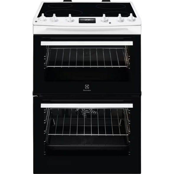 Electrolux, LKR655200W, 60cm Double Oven Cooker Ceramic Hob, White