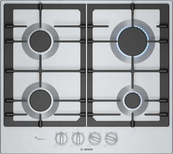 Bosch, PCP6A5I90, Series 6 60cm Gas Hob, Stainless Steel