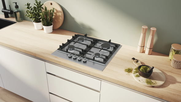 Bosch, PCP6A5I90, Series 6 60cm Gas Hob, Stainless Steel
