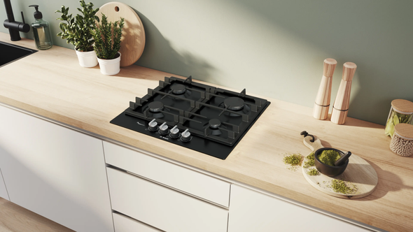 Bosch, PCP6A6I90, Series 6 60cm Gas Hob, Black