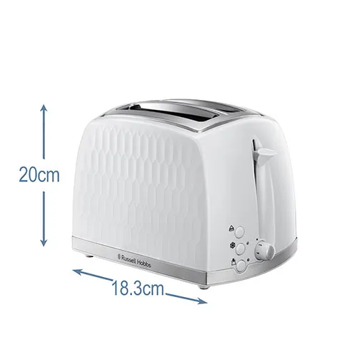 Russell Hobbs, 26060, Honeycomb 2 Slice Toaster, White