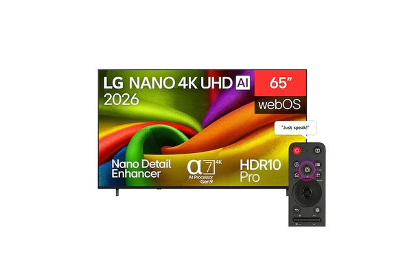 LG, 65NU850B6LA.AEI, 65" NANO NU85 4K Smart TV, Black