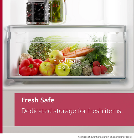 Neff, KI1412FE1G, N50 Integrated Larder Fridge with Fresh Safe & Bottle Flex Shelf, White